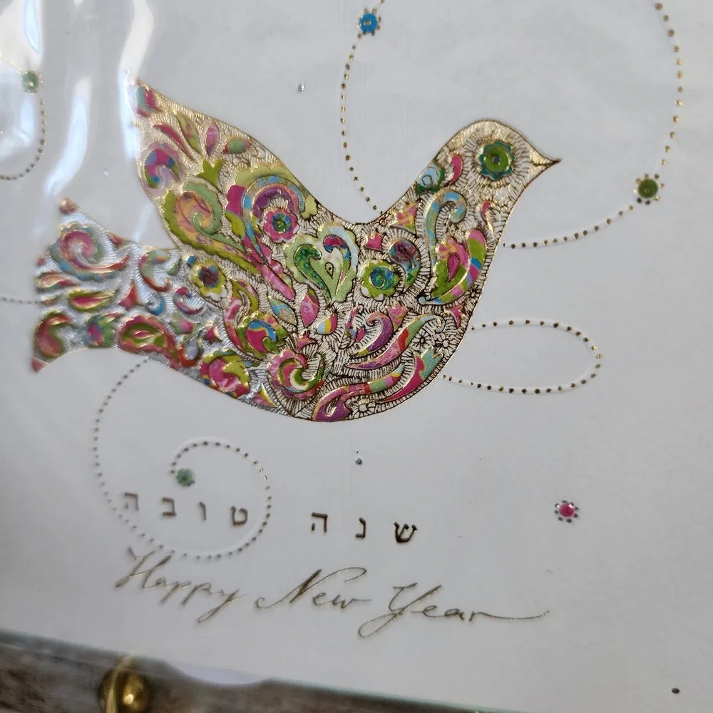 Papyrus Rosh Hashanah Card Turnowsky Dove Gold Foil Hebrew Shana Tova New